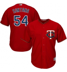 Youth Majestic Minnesota Twins #54 Ervin Santana Authentic Scarlet Alternate Cool Base MLB Jersey