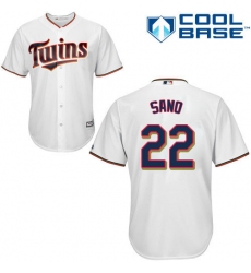 Men's Majestic Minnesota Twins #22 Miguel Sano Replica White Home Cool Base MLB Jersey