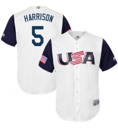 Youth USA Baseball Majestic #5 Josh Harrison White 2017 World Baseball Classic Replica Team Jersey