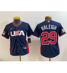 Youth USA Baseball #29 Cal Raleigh Navy 2026 World Baseball Classic Stadium Stitched Baseball Jersey