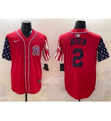 Men's New York Yankees #2 Derek Jeter Red American Style Limited Stitched Baseball Jersey
