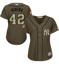 Women's Majestic New York Yankees #42 Mariano Rivera Authentic Green Salute to Service MLB Jersey