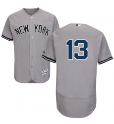 Men's Majestic New York Yankees #13 Alex Rodriguez Grey Road Flex Base Authentic Collection MLB Jersey