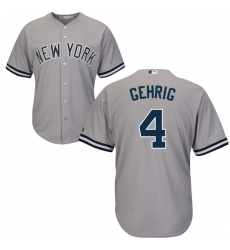 Youth Majestic New York Yankees #4 Lou Gehrig Replica Grey Road MLB Jersey