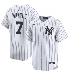 Men's New York Yankees #7 Mickey Mantle White Home Limited Stitched Baseball Jersey