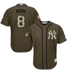Youth Majestic New York Yankees #8 Yogi Berra Replica Green Salute to Service MLB Jersey