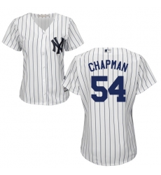 Women's Majestic New York Yankees #54 Aroldis Chapman Authentic White Home MLB Jersey