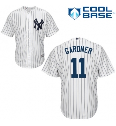 Men's Majestic New York Yankees #11 Brett Gardner Replica White Home MLB Jersey