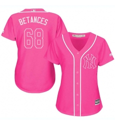 Women's Majestic New York Yankees #68 Dellin Betances Authentic Pink Fashion Cool Base MLB Jersey