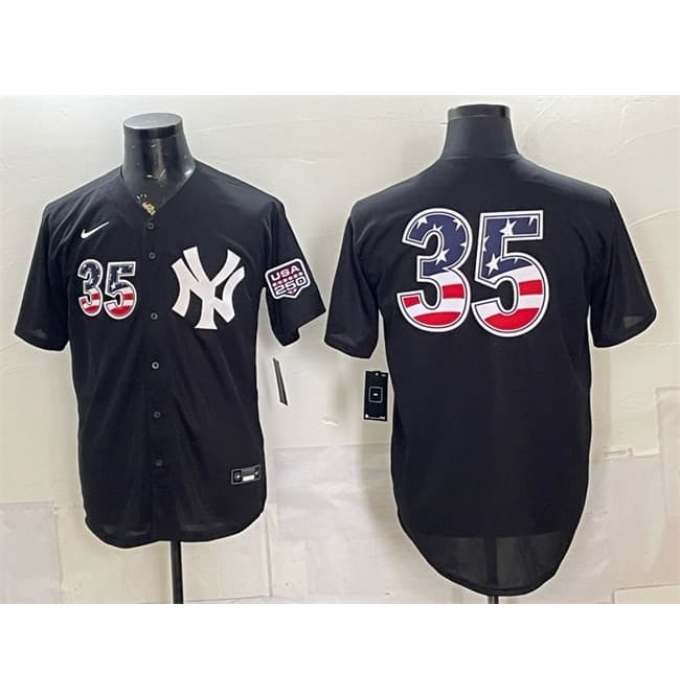 Men's New York Yankees #35 Cody Bellinger Black 2026 USA 250 Fourth of July Home Stadium Stitched Baseball Jersey