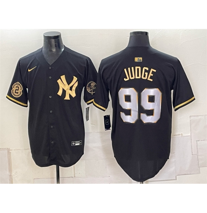 Men's New York Yankees #99 Aaron Judge Black Gold With Limited Stitched Baseball Jersey