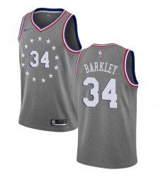 Men's Nike Philadelphia 76ers #34 Charles Barkley Swingman Gray NBA Jersey - City Edition