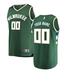  Men's Milwaukee Bucks Fanatics Branded Hunter Green Fast Break Custom Replica Jersey - Icon Edition