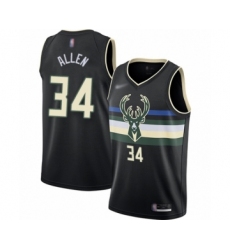 Men's Milwaukee Bucks #34 Ray Allen Authentic Black Finished Basketball Jersey - Statement Edition