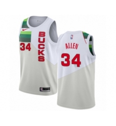 Men's Nike Milwaukee Bucks #34 Ray Allen White Swingman Jersey - Earned Edition