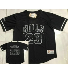 Men's Chicago Bulls #23 Michael Jordan Black Short Sleeved AU Throwback Jersey