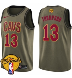 Youth Nike Cleveland Cavaliers #13 Tristan Thompson Swingman Green Salute to Service 2018 NBA Finals Bound NBA Jersey