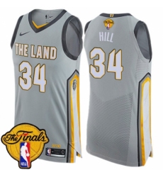 Men's Nike Cleveland Cavaliers #34 Tyrone Hill Authentic Gray 2018 NBA Finals Bound NBA Jersey - City Edition