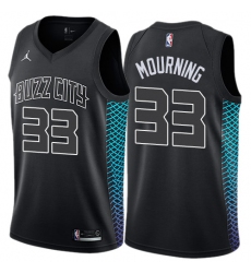 Men's Nike Jordan Charlotte Hornets #33 Alonzo Mourning Swingman Black NBA Jersey - City Edition