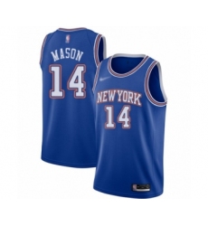 Women's New York Knicks #14 Anthony Mason Authentic Blue Basketball Jersey - Statement Edition