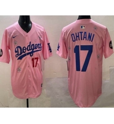 Men's Los Angeles Dodgers #17 Shohei Ohtani Pink 2025 Tokyo Series Limited Jersey