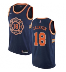 Men's Nike New York Knicks #18 Phil Jackson Authentic Navy Blue NBA Jersey - City Edition
