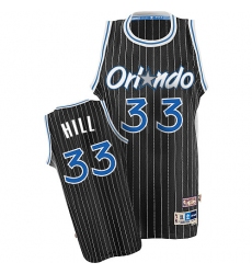 Men's Adidas Orlando Magic #33 Grant Hill Authentic Black Throwback NBA Jersey