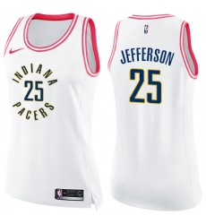 Women's Nike Indiana Pacers #25 Al Jefferson Swingman White Pink Fashion NBA Jersey