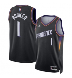 Men's Phoenix Suns #1 Devin Booker Black 2025 Statement Edition Stitched Basketball Jersey