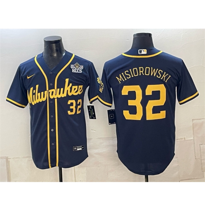 Men's Milwaukee Brewers #32 Jacob Misiorowski Navy 2026 NLCS Stitched Baseball Jersey