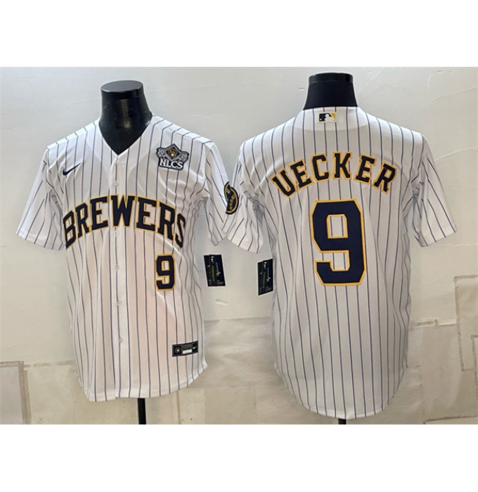 Men's Milwaukee Brewers #9 Bob Uecker White 2026 NLCS Stitched Baseball Jersey