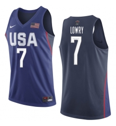 Men's Nike Team USA #7 Kyle Lowry Swingman Navy Blue 2016 Olympics Basketball Jersey