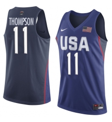 Men's Nike Team USA #11 Klay Thompson Swingman Navy Blue 2016 Olympic Basketball Jersey