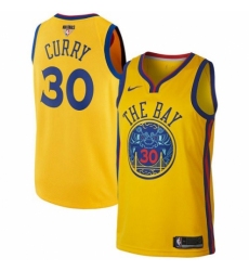Men's Nike Golden State Warriors #30 Stephen Curry Swingman Gold 2018 NBA Finals Bound NBA Jersey - City Edition