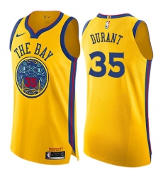 Women's Nike Golden State Warriors #35 Kevin Durant Swingman Gold NBA Jersey - City Edition