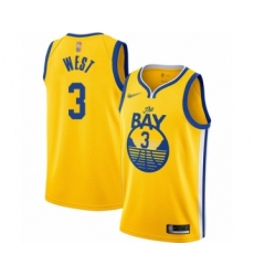 Youth Golden State Warriors #3 David West Swingman Gold Finished Basketball Jersey - Statement Edition