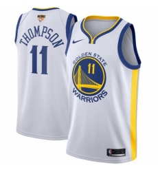 Men's Nike Golden State Warriors #11 Klay Thompson Authentic White Home 2018 NBA Finals Bound NBA Jersey - Association Edition