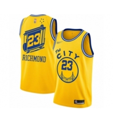 Men's Golden State Warriors #23 Mitch Richmond Authentic Gold Hardwood Classics Basketball Jersey - The City Classic Edition