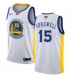 Youth Nike Golden State Warriors #15 Latrell Sprewell Swingman White Home 2018 NBA Finals Bound NBA Jersey - Association Edition