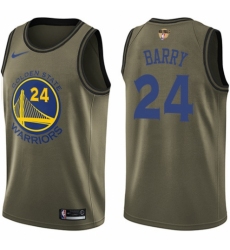 Men's Nike Golden State Warriors #24 Rick Barry Swingman Green Salute to Service 2018 NBA Finals Bound NBA Jersey