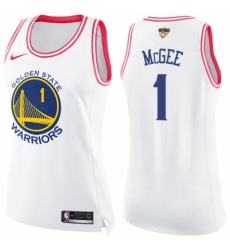 Women's Nike Golden State Warriors #1 JaVale McGee Swingman White/Pink Fashion 2018 NBA Finals Bound NBA Jersey