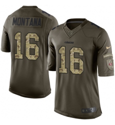 Men's Nike San Francisco 49ers #16 Joe Montana Elite Green Salute to Service NFL Jersey