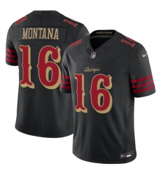 Men's San Francisco 49ers #16 Joe Montana Black 2025 F.U.S.E. “Rivalries” Vapor Limited Football Stitched Jersey