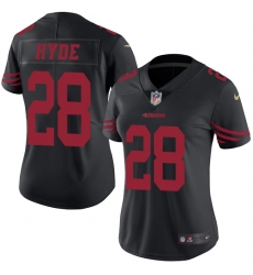 Women's Nike San Francisco 49ers #28 Carlos Hyde Limited Black Rush Vapor Untouchable NFL Jersey