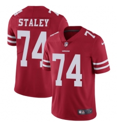 Men's Nike San Francisco 49ers #74 Joe Staley Red Team Color Vapor Untouchable Limited Player NFL Jersey