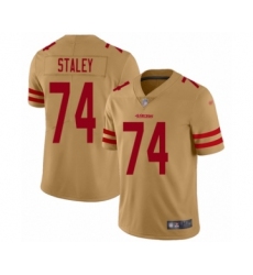 Women's San Francisco 49ers #74 Joe Staley Limited Gold Inverted Legend Football Jersey