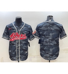 Men's San Francisco 49ers Blank Grey Camo With Patch Cool Base Stitched Baseball Jersey