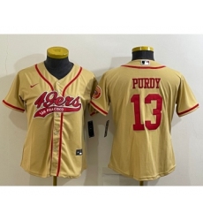 Women's San Francisco 49ers #13 Brock Purdy Gold With Patch Cool Base Stitched Baseball Jersey