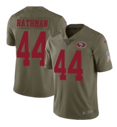 Youth Nike San Francisco 49ers #44 Tom Rathman Limited Olive 2017 Salute to Service NFL Jersey
