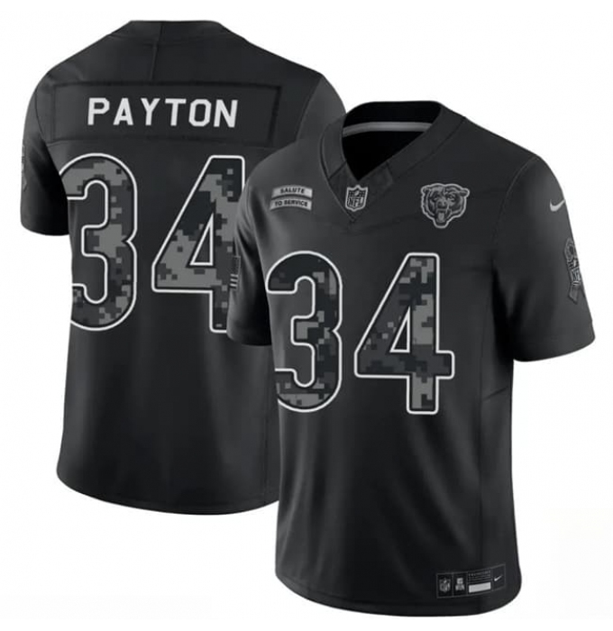 Men's Chicago Bears #34 Walter Payton Black 2026 F.U.S.E. Salute to Service Limited Football Stitched Jersey